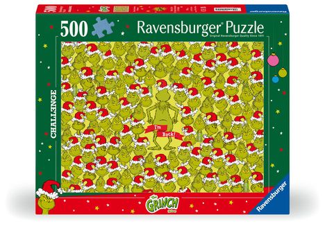 Ravensburger Puzzle 12001224 - Merry Grinchmas Challenge - 500 Teile The Grinch Challenge Puzzle für Erwachsene und Kinder ab 12 Jahren, Diverse