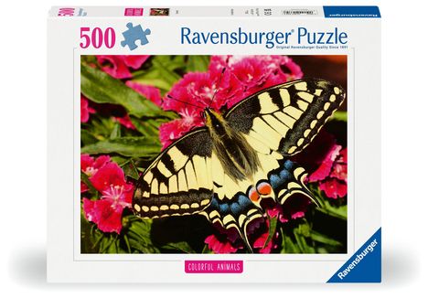 Ravensburger Puzzle 12001335, Colorful Animals - Schmetterling - 500 Teile Puzzle für Erwachsene und Kinder ab 12 Jahren, Diverse