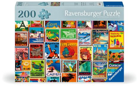 Ravensburger Puzzle 12001371 - Briefmarken - Puzzle für ältere Menschen und Senioren, mit 200 extra griffigen Puzzleteilen, großer Bildvorlage und Unterlage zum Puzzeln, Diverse