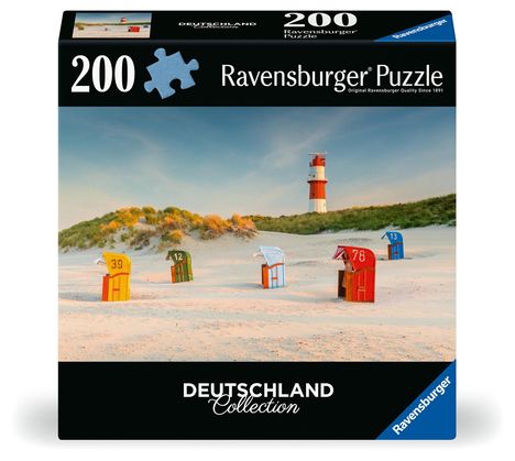 Ravensburger Puzzle 12001477 - Leuchtturm hinter der Düne auf Borkum - 300 Teile Puzzle Deutschland Collection für Erwachsene ab 14 Jahren, Diverse