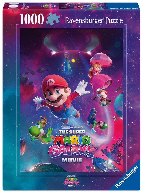 „The Super Mario Galaxy Movie“ mit Mario und Freunden im Weltraum. Puzzle mit 1000 Teilen von Ravensburger.