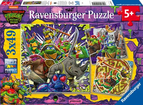 Ravensburger Kinderpuzzle 12004012 - Ninja Turtles - 3x49 Teile Ninja Turtles Puzzle für Kinder ab 5 Jahren, Diverse