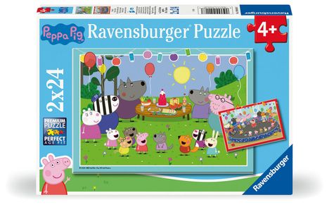 Ravensburger Kinderpuzzle 12004018 - Partyzeit! - 2x24 Teile Peppa Pig Puzzle für Kinder ab 4 Jahren, Diverse