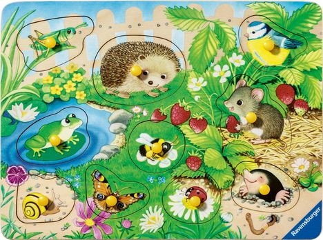 Ravensburger Kinderpuzzle 12004040 - Meine Gartenfreunde - my first wooden puzzle mit 10 Teilen - Puzzle für Kinder ab 2 Jahren - Holzpuzzle, Diverse