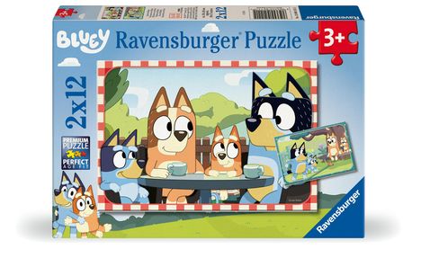 Ravensburger Kinderpuzzle - 12004111 Bluey - Puzzle für Kinder ab 3 Jahren, mit 2x12 Teilen, Diverse