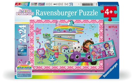 Ravensburger Kinderpuzzle - 12004112 Gabby's Dollhouse - Puzzle für Kinder ab 4 Jahren, mit 2x24 Teilen, Diverse