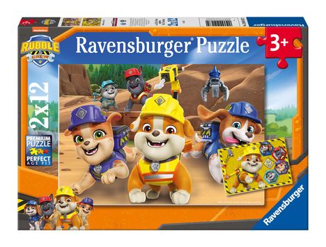 Ravensburger Kinderpuzzle - 12004167 Rubble &amp; Crew - Puzzle für Kinder ab 3 Jahren, mit 2x12 Teilen, Diverse