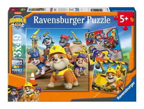 Ravensburger Kinderpuzzle - 12004168 Rubble &amp; Crew - Puzzle für Kinder ab 5 Jahren, mit 3x49 Teilen, Diverse