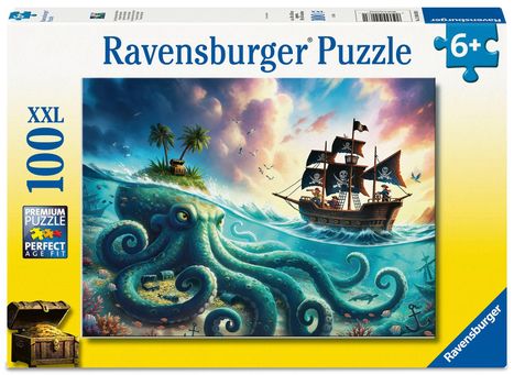 Kinderpuzzle 100 XXL Teile - Der Schatz des Kraken, Spiele