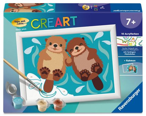 Ravensburger CreArt 12023125 - Verliebte Otter - Malen nach Zahlen für Kinder ab 7 Jahren, Spiele