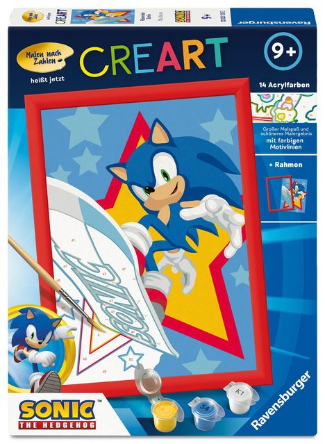 CreArt, Malen nach Zahlen Kinder Sonic the Hedgehog - Rasender Sonic, Spiele