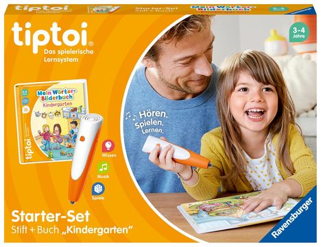 Sandra Grimm: Ravensburger tiptoi Starter-Set 00113: Stift und Wörter-Bilderbuch Kindergarten- Lernsystem für Kinder ab 3 Jahren, Spiele
