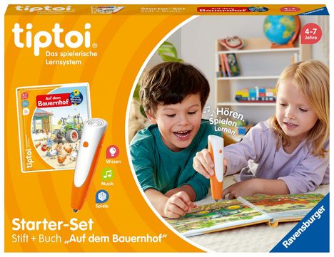 Inka Friese: Ravensburger tiptoi Starter-Set 00114: Stift und Bauernhof-Buch - Lernsystem für Kinder ab 4 Jahren, Spiele