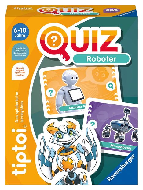 Ravensburger tiptoi 00164 Quiz Roboter, Quizspiel für Kinder ab 6 Jahren, für 1-4 Spieler, Spiele