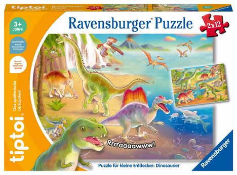 Ravensburger tiptoi Puzzle 00198 Puzzle für kleine Entdecker: Dinosaurier, Kinderpuzzle ab 3 Jahren, für 1 Spieler, Spiele