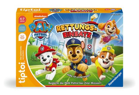 Jens M.: Ravensburger tiptoi Spiel 00202 - PAW Patrol Rettungseinsatz - Lernspiel ab 4 Jahren, lehrreiches Lizenzspiel für Jungen und Mädchen, für 1-4 Spieler, Spiele