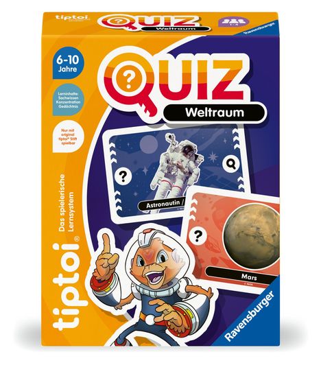 Ravensburger tiptoi 00223 Quiz Weltraum, Quizspiel für Kinder ab 6 Jahren, für 1-4 Spieler, Spiele