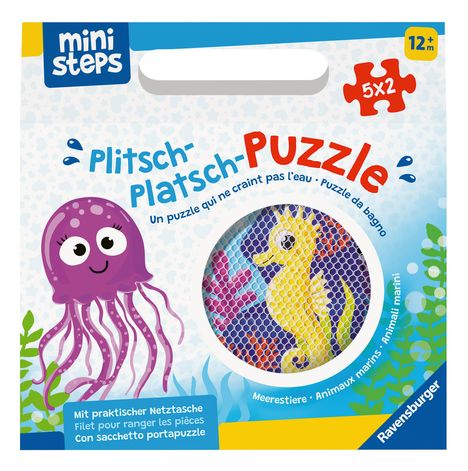 Ravensburger ministeps 4588 Plitsch-Platsch-Puzzle Meerestiere - Outdoor- &amp; Badespielzeug, Spielzeug ab 1 Jahre, inklusive praktischer Netztasche, Spiele