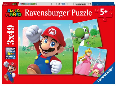 Ravensburger Kinderpuzzle 05186 - Super Mario - 3x49 Teile Puzzle für Kinder ab 5 Jahren, Spiele