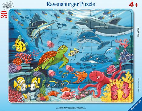 Ravensburger Kinderpuzzle - Unten im Meer - 30-48 Teile Rahmenpuzzle für Kinder ab 4 Jahren, Spiele