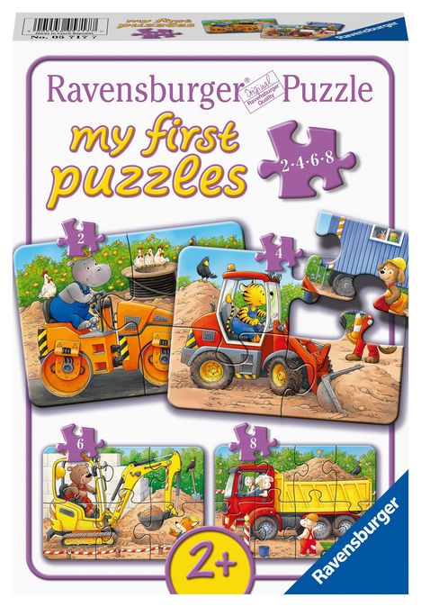 Ravensburger Kinderpuzzle - 05717 Tiere auf der Baustelle - 2,4,6,8 Teile my first puzzle für Kinder ab 2 Jahren, Diverse