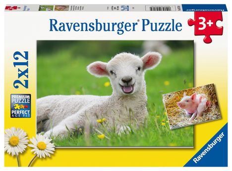 Ravensburger Kinderpuzzle - 05718 Unsere Bauernhoftiere - 2x12 Teile Puzzle für Kinder ab 3 Jahren, Diverse