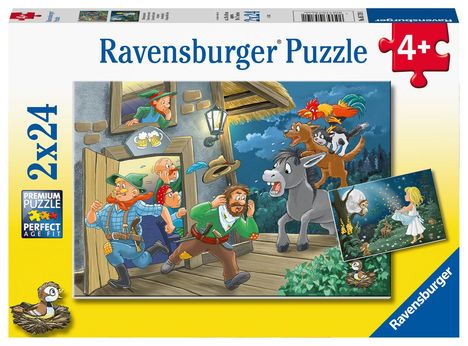 Ravensburger Kinderpuzzle - 05719 Märchenstunde - 2x24 Teile Puzzle für Kinder ab 4 Jahren, Diverse