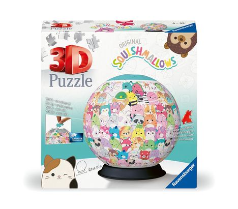Ravensburger 3D Puzzle 11583 - Puzzle-Ball Squishmallows - Puzzleball aus dreidimensional geformten Puzzleteilen - Geschenkidee für Erwachsene und Kinder ab 6 Jahren, Diverse