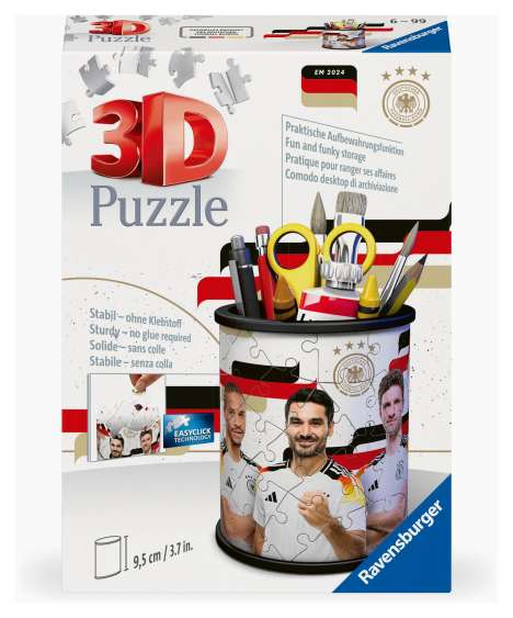 Ravensburger 3D Puzzle 11587 - Utensilo DFB Spieler - Stiftehalter für Fußball-Fans ab 6 Jahren, Schreibtisch-Organizer für Erwachsene und Kinder, Diverse