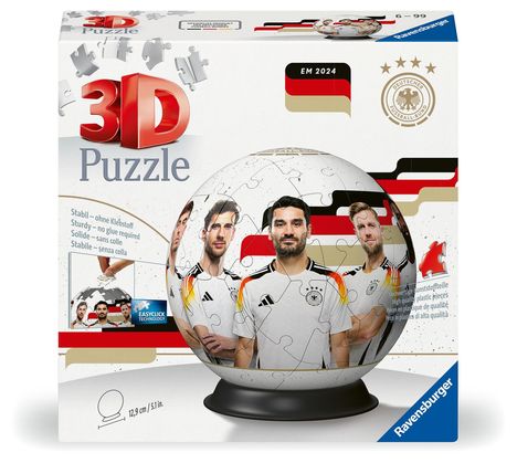 Ravensburger 3D Puzzle 11588 - Puzzle-Ball DFB - Puzzleball für Fans der deutschen Nationalmannschaft und der EM2024 - für große und kleine Fußball-Fans ab 6 Jahren, Diverse