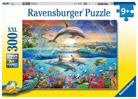 Ravensburger Kinderpuzzle - 12895 Delfinparadies - Unterwasserwelt-Puzzle für Kinder ab 9 Jahren, mit 300 Teilen im XXL-Format, Spiele