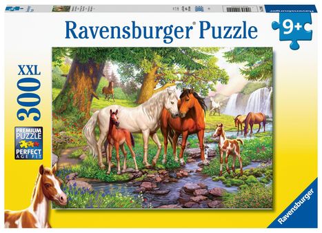 Ravensburger Kinderpuzzle - 12904 Wildpferde am Fluss - Pferde-Puzzle für Kinder ab 9 Jahren, mit 300 Teilen im XXL-Format, Spiele