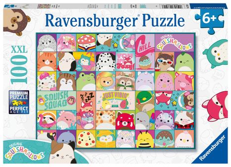 Ravensburger Kinderpuzzle 13391 - Viele bunte Squishmallows - 100 Teile Squishmallows Puzzle für Kinder ab 6 Jahren, Diverse