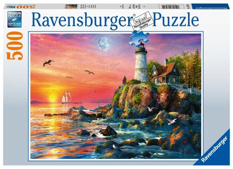 Ravensburger Puzzle 16581 - Leuchtturm am Abend - 500 Teile Puzzle für Erwachsene und Kinder ab 12 Jahren, Spiele