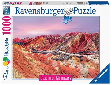 Ravensburger Puzzle - Regenbogenberge, China - 1000 Teile Puzzle, Beautiful Mountains Collection, für Erwachsene und Kinder ab 14 Jahren, Diverse