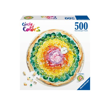 Ravensburger Puzzle 17347 - Circle of Colors Pizza - 500 Teile Rundpuzzle für Erwachsene und Kinder ab 12 Jahren, Diverse