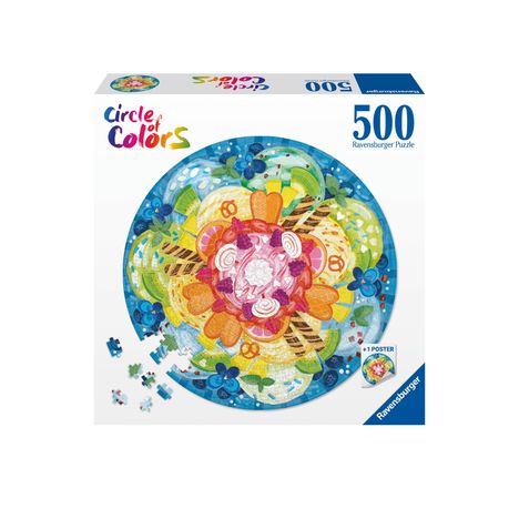 Ravensburger Puzzle 17348 - Circle of Colors Ice Cream - 500 Teile Rundpuzzle für Erwachsene und Kinder ab 12 Jahren, Diverse