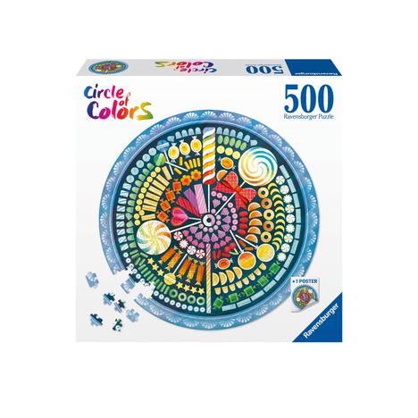 Ravensburger Puzzle 17350 - Circle of Colors Candy - 500 Teile Rundpuzzle für Erwachsene und Kinder ab 12 Jahren, Diverse