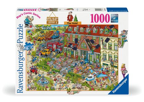 Ravensburger Puzzle - Ray's Comic Series: Holiday Resort 2 - The Hotel - 1000 Teile Comic-Puzzle, ab 14 Jahre, Diverse