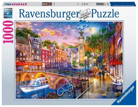 Ravensburger Puzzle - Sonnenuntergang über Amsterdam - 1000 Teile Puzzle für Erwachsene und Kinder ab 14 Jahren, Diverse
