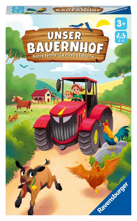 Ravensburger 22408 - Unser Bauernhof, Brettspiel für Kinder ab 3 Jahren, Würfel- und Sammelspiel für 2-4 Spieler, Spiele