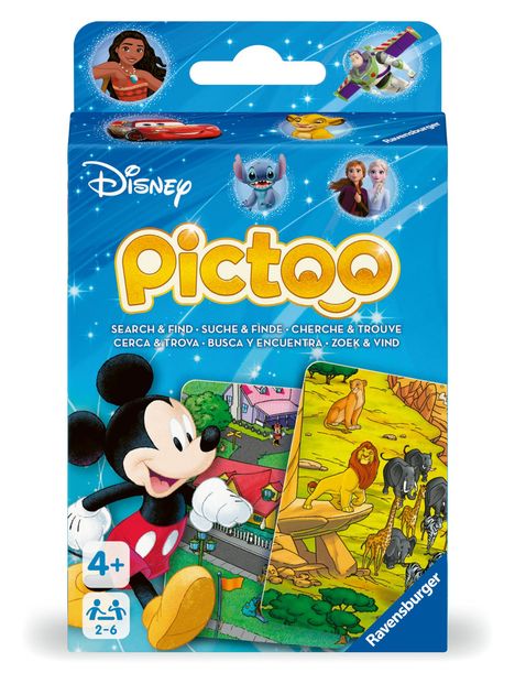 Ravensburger 23478 - Pictoo Disney Kartenspiel - Schnelles Karten-Suchspiel für Kinder ab 4 Jahren, Familienspiel für Kinder und Erwachsene, für 2 bis 6 Spieler, Spiele