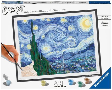 Ravensburger CreArt - Malen nach Zahlen 23518 - ART Collection: Starry Night (Van Gogh) - ab 14 Jahren, Spiele