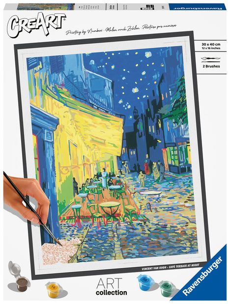 Ravensburger CreArt - Malen nach Zahlen 23519 - ART Collection: Café Terrace at Night (Van Gogh) - ab 14 Jahren, Spiele