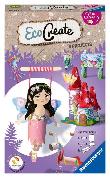 Ravensburger EcoCreate 236720 - Sparkle with the Fairies - DIY Bastelset für Kinder ab 6 Jahren, Spiele