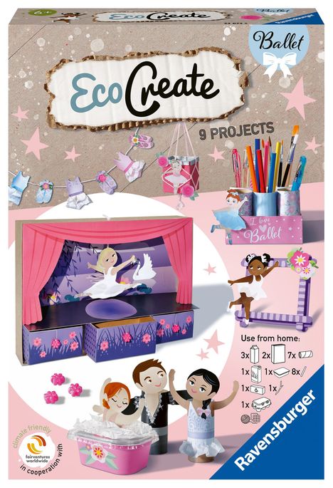 Ravensburger EcoCreate 23672 - Live like a Ballerina - DIY Bastelset für Kinder ab 6 Jahren, Spiele