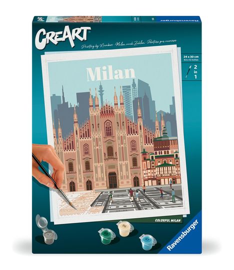 Ravensburger CreArt - Malen nach Zahlen 23688 - Farbenfrohes Mailand - ab 12 Jahren, Spiele