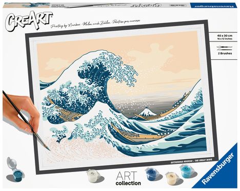 Ravensburger CreArt - Malen nach Zahlen 23690 - ART Collection: The Great Wave (Hokusai) - ab 14 Jahren, Spiele