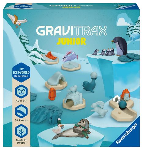 Ravensburger GraviTrax Junior Extension Ice 23748 - Murmelbahn überwiegend aus nachwachsenden Rohstoffen mit Themenwelten, Lernspielzeug und Konstruktionsspielzeug für Jungs und Mädchen ab 3 Jahren, Spiele