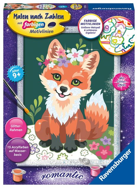 Ravensburger CreArt 23765 - Blumiger Fuchs - Malen nach Zahlen Fuchs für Kinder ab 9 Jahre, Spiele